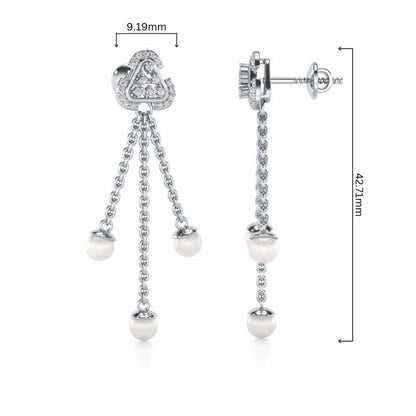 Binge Silver Dangler Earrings - White Gold - Image 4