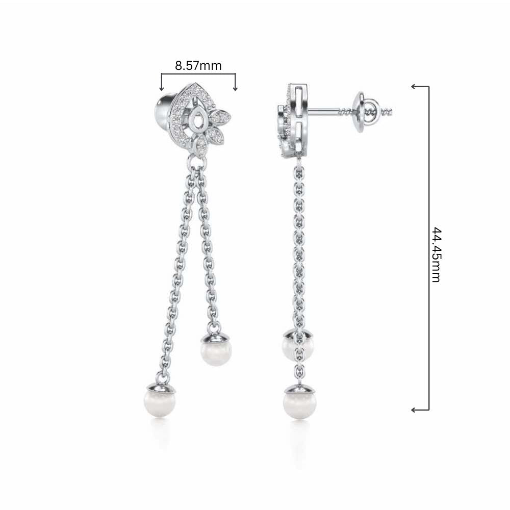 Glee Silver Dangler Earrings - White Gold - Image 4