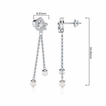 Glee Silver Dangler Earrings - White Gold - Image 4