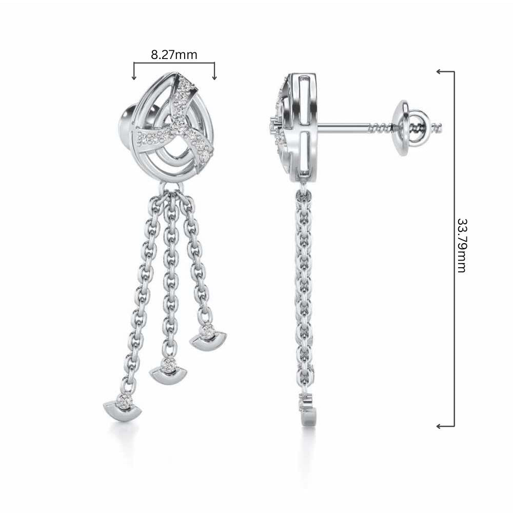 Jazz Silver Dangler Earrings - White Gold - Image 4