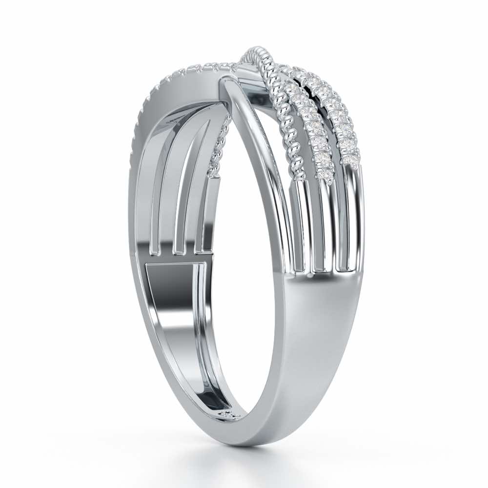 Crssing Wave Silver Ring - White Gold - Image 4