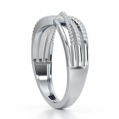 Crssing Wave Silver Ring - White Gold - Image 4
