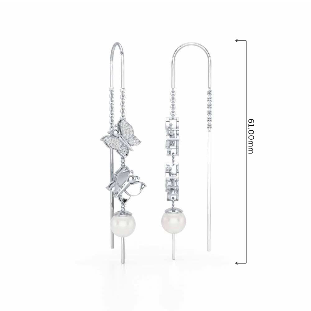Duo-Fly Silver Dangler Earrings - White Gold - Image 4