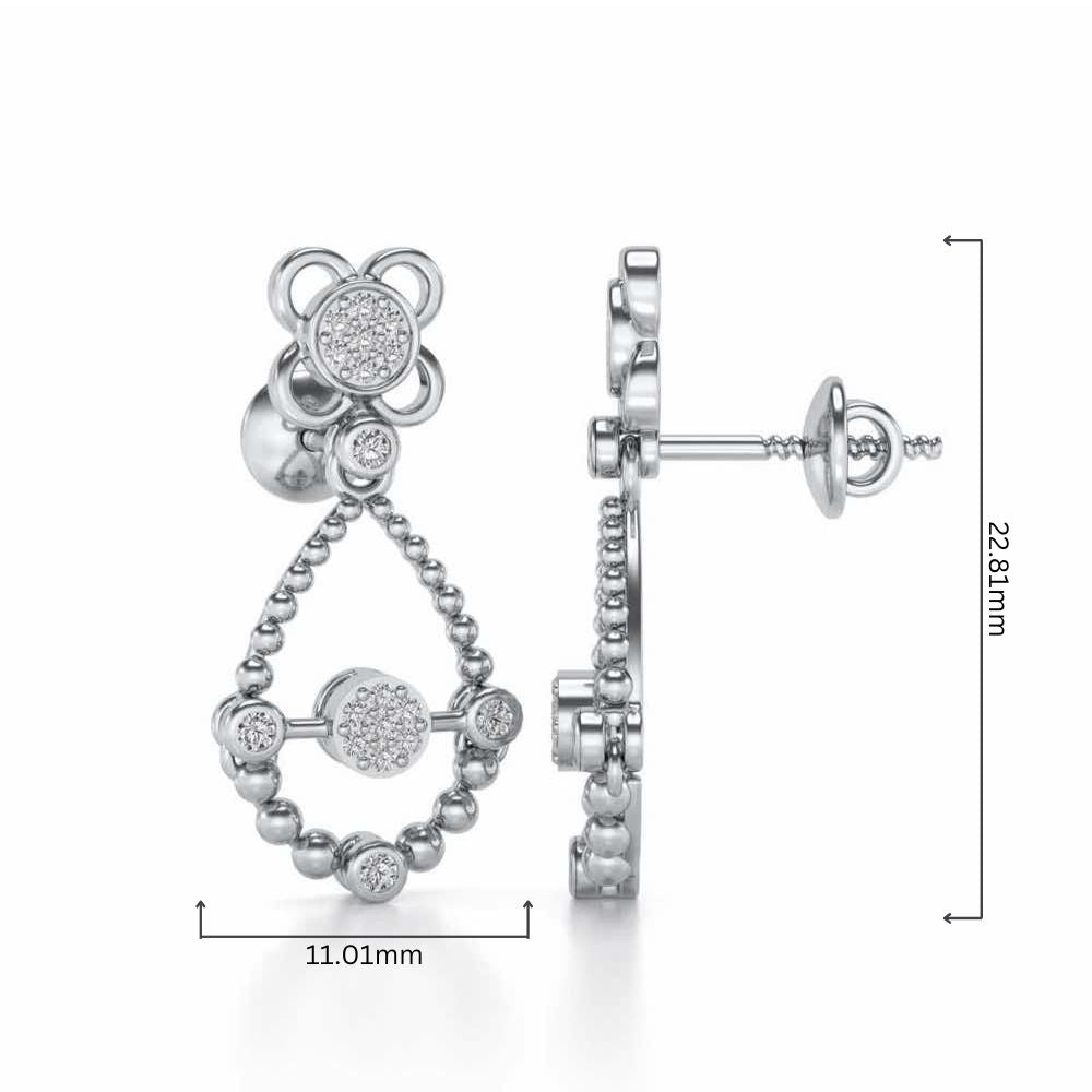 Dazzle Flower Drops Earrings - White Gold - Image 4