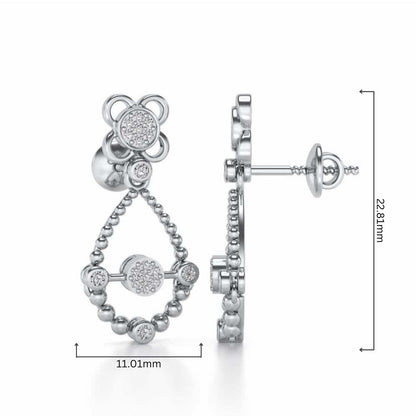 Dazzle Flower Drops Earrings - White Gold - Image 4