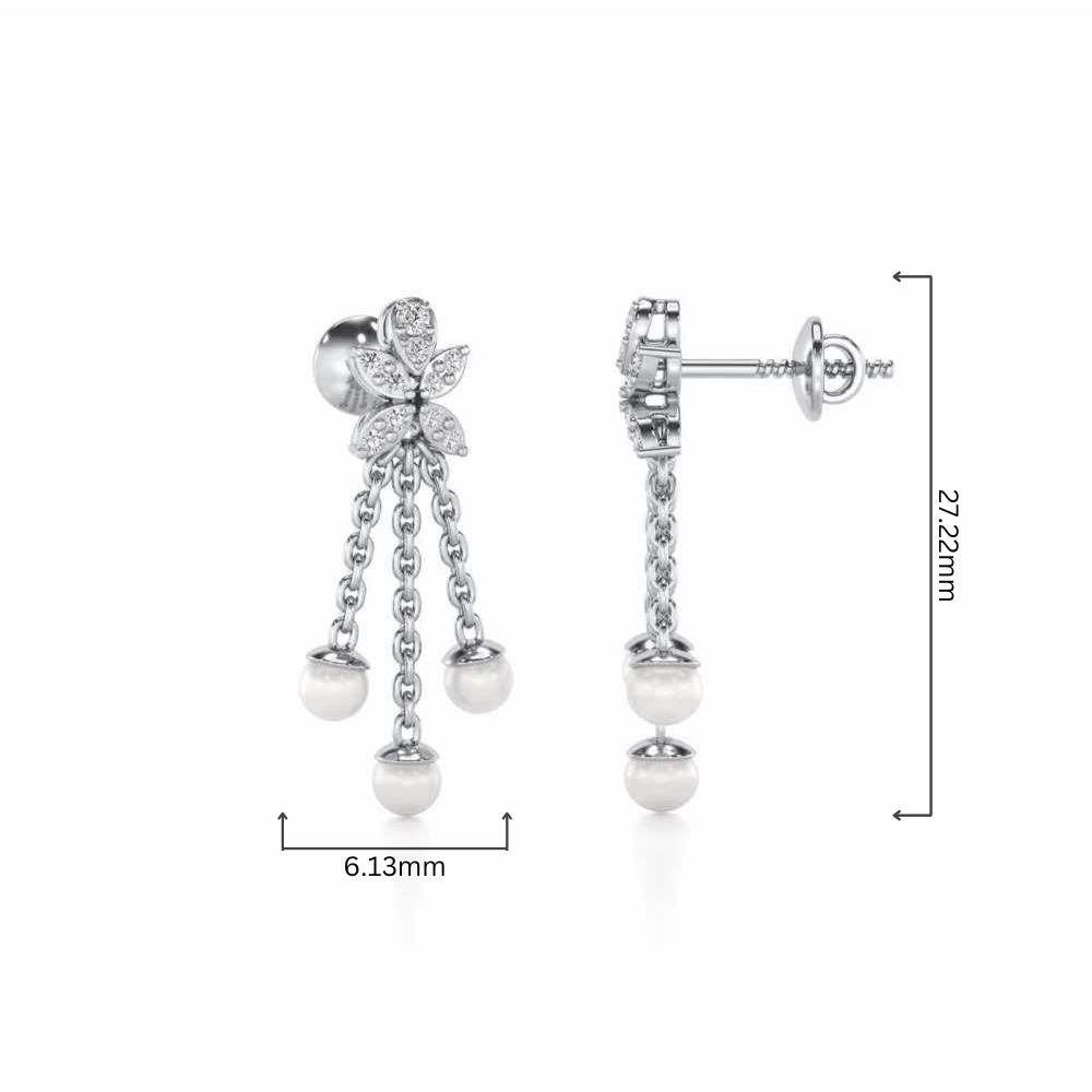 Penelope Silver Dangler Earrings - White Gold - Image 4