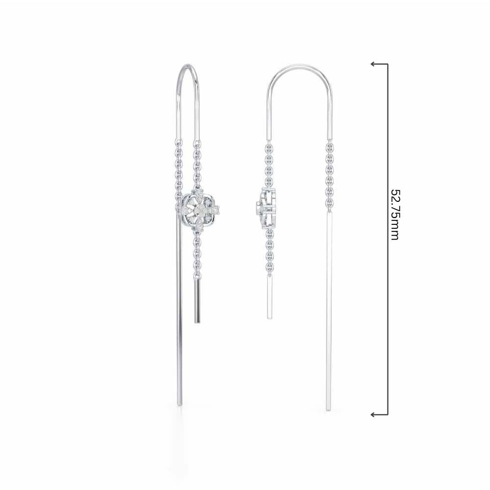 Uno Motif Silver Dangler Earring - White Gold - Image 4