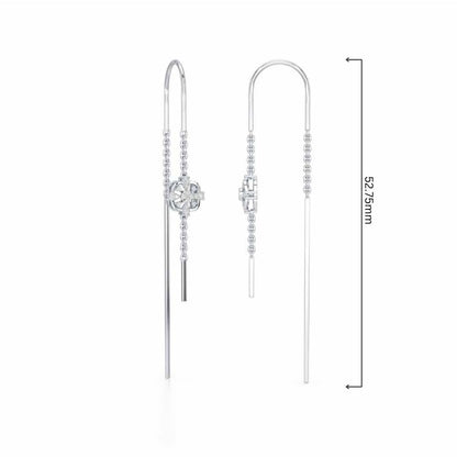 Uno Motif Silver Dangler Earring - White Gold - Image 4