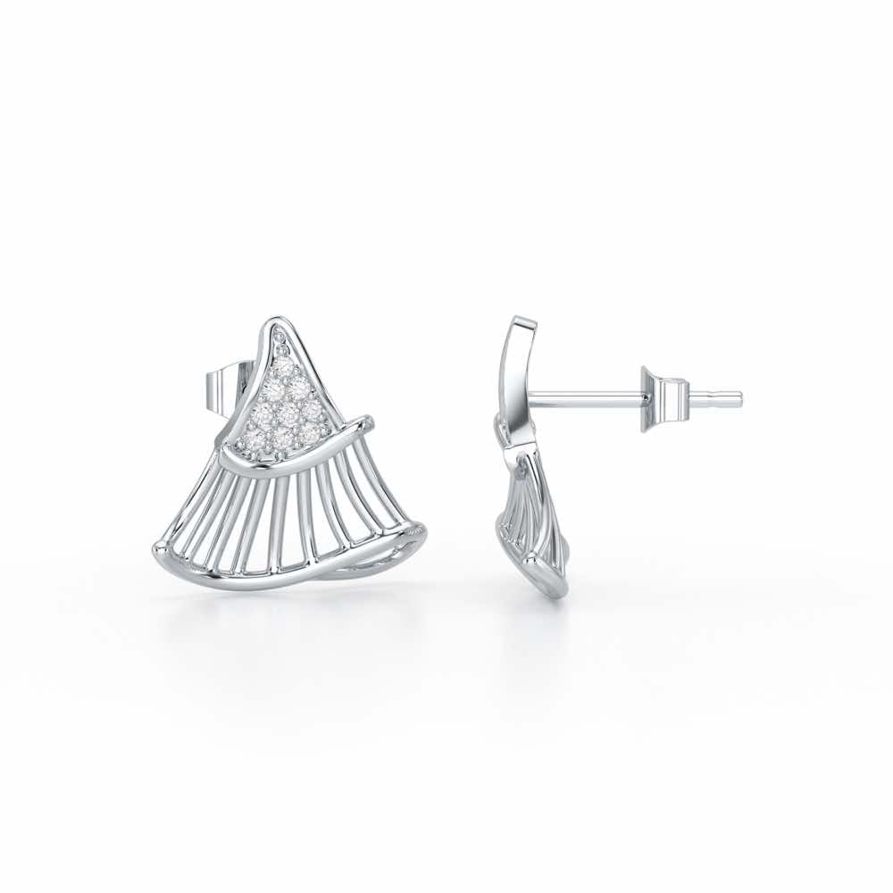 Shiny Skirts Silver Earring Studs - White Gold - Image 4