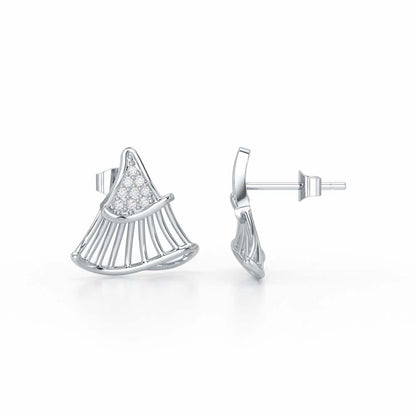 Shiny Skirts Silver Earring Studs - White Gold - Image 4