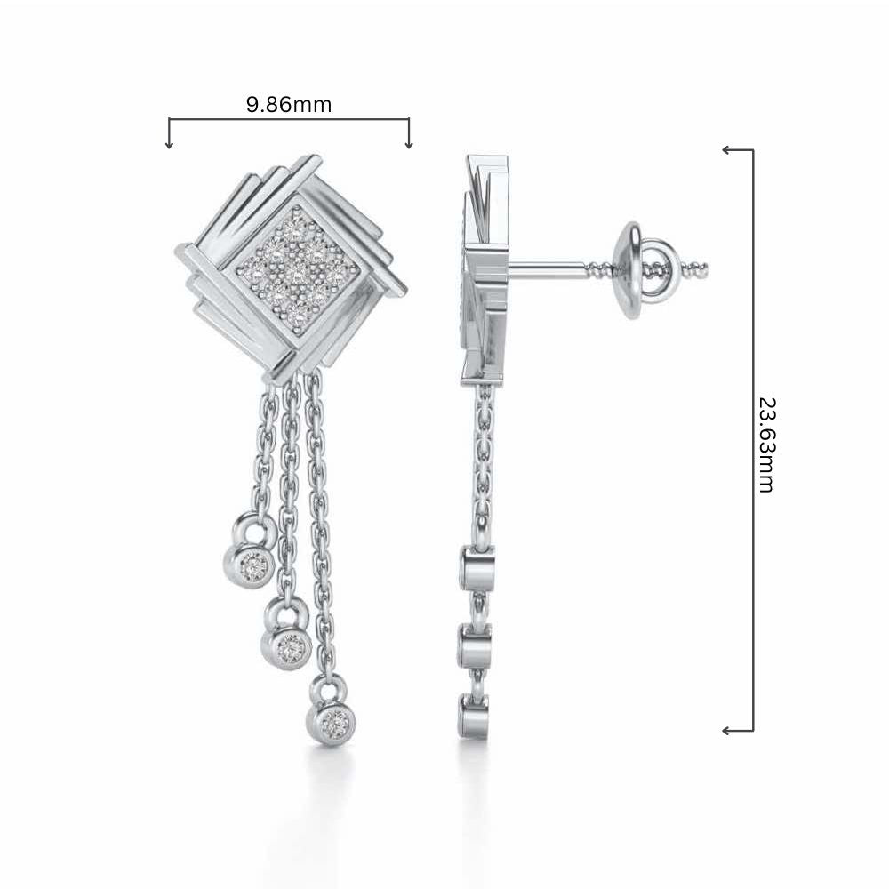 Contemporary Swirl Dangler Earrings - White Gold - Image 4
