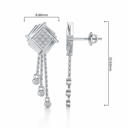 Contemporary Swirl Dangler Earrings - White Gold - Image 4