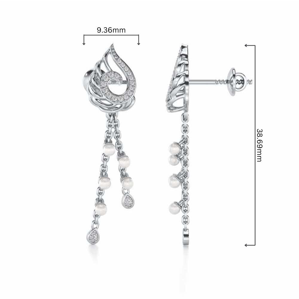 Dropril Silver Dangler Earrings - White Gold - Image 4
