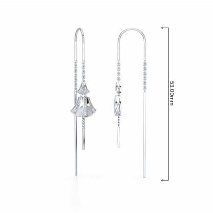 Commit Silver Dangler Earrings - White Gold - Image 4