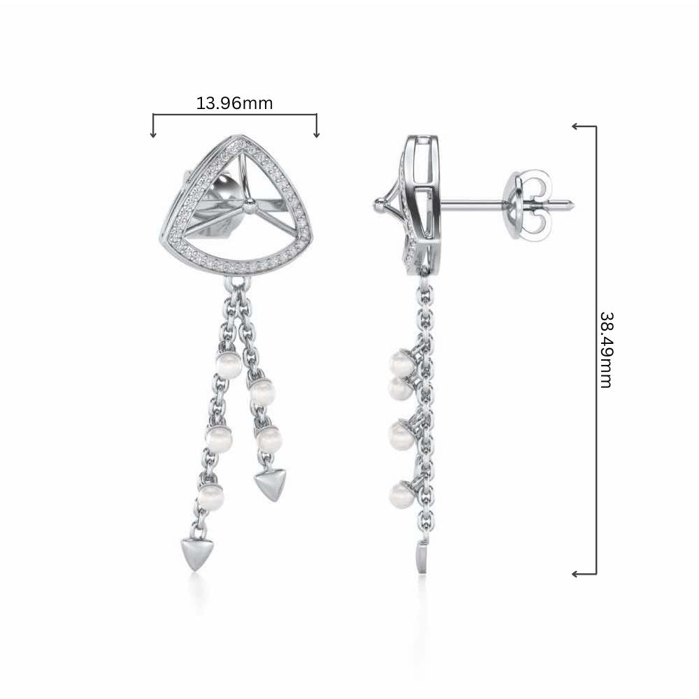 Amulet Silver Dangler Earrings - White Gold - Image 4