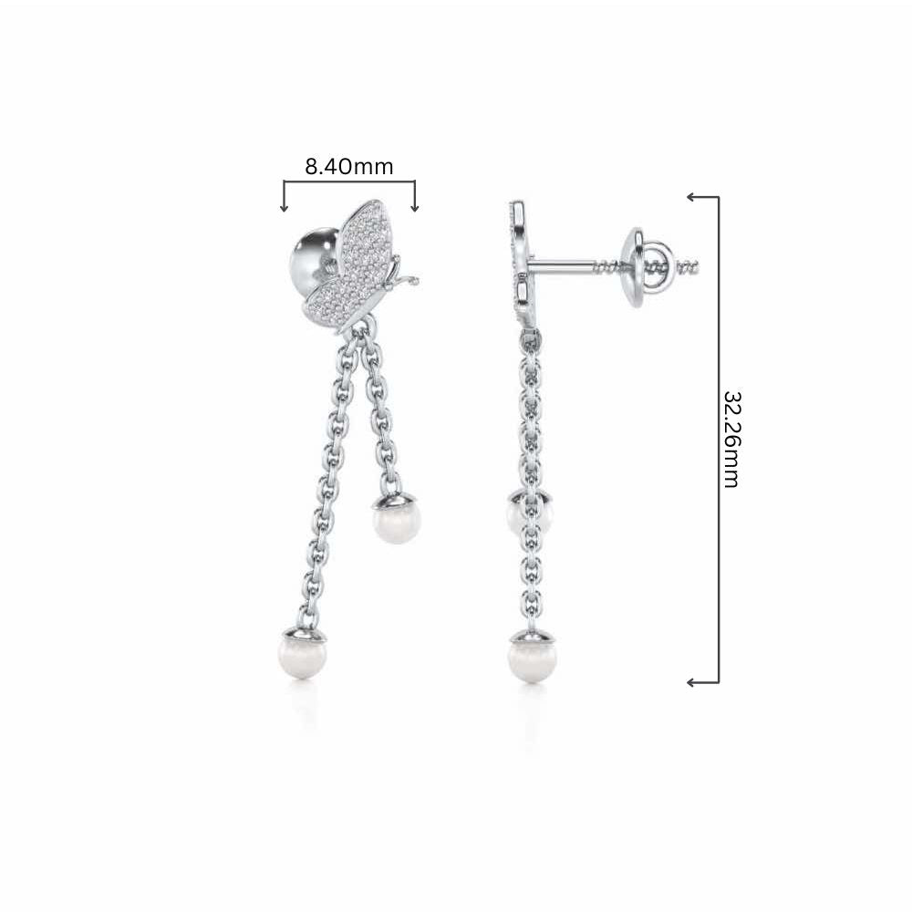 Fly Silver Dangler Earrings - White Gold - Image 4