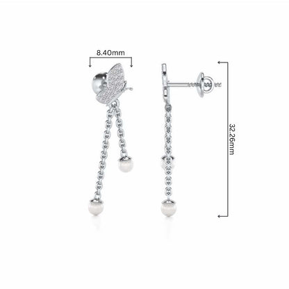 Fly Silver Dangler Earrings - White Gold - Image 4