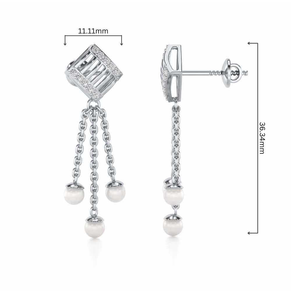 Gleaming Silver Dangler Earrings - White Gold - Image 4