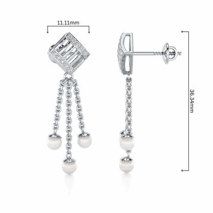 Gleaming Silver Dangler Earrings - White Gold - Image 4