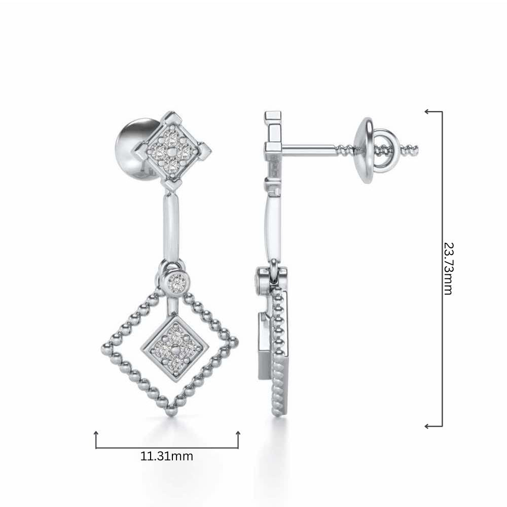 Lotus Heart Drops Earrings - White Gold - Image 4