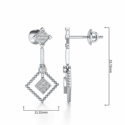 Lotus Heart Drops Earrings - White Gold - Image 4