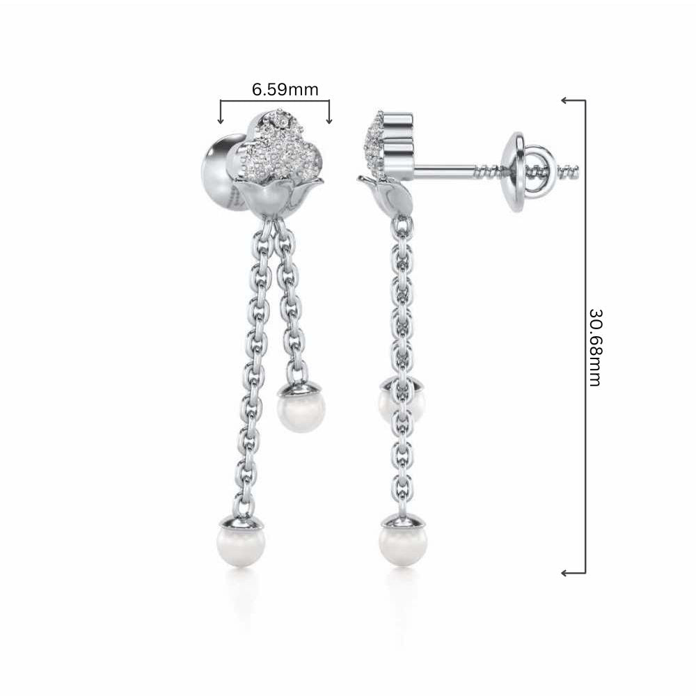 Cloud Silver Dangler Earrings - White Gold - Image 4