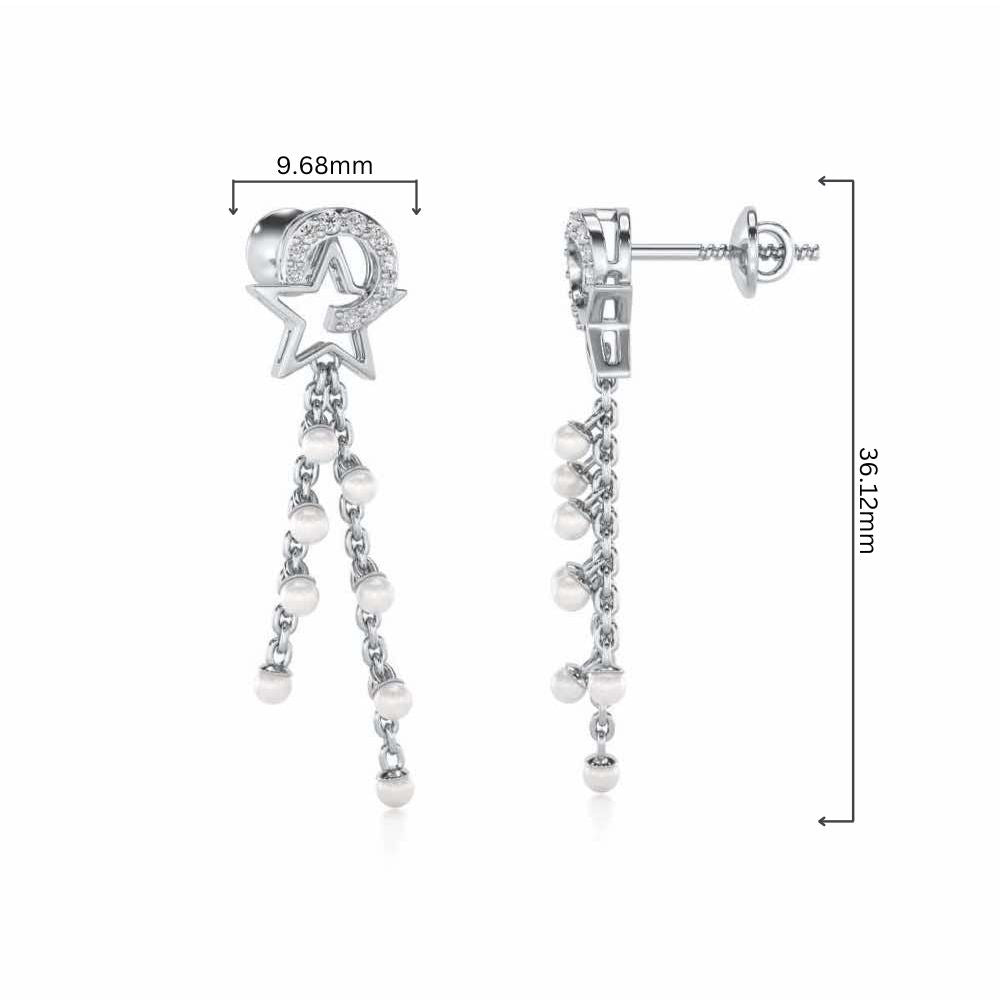 Tara Silver Dangler Earrings - White Gold - Image 4