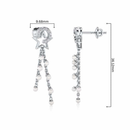 Tara Silver Dangler Earrings - White Gold - Image 4