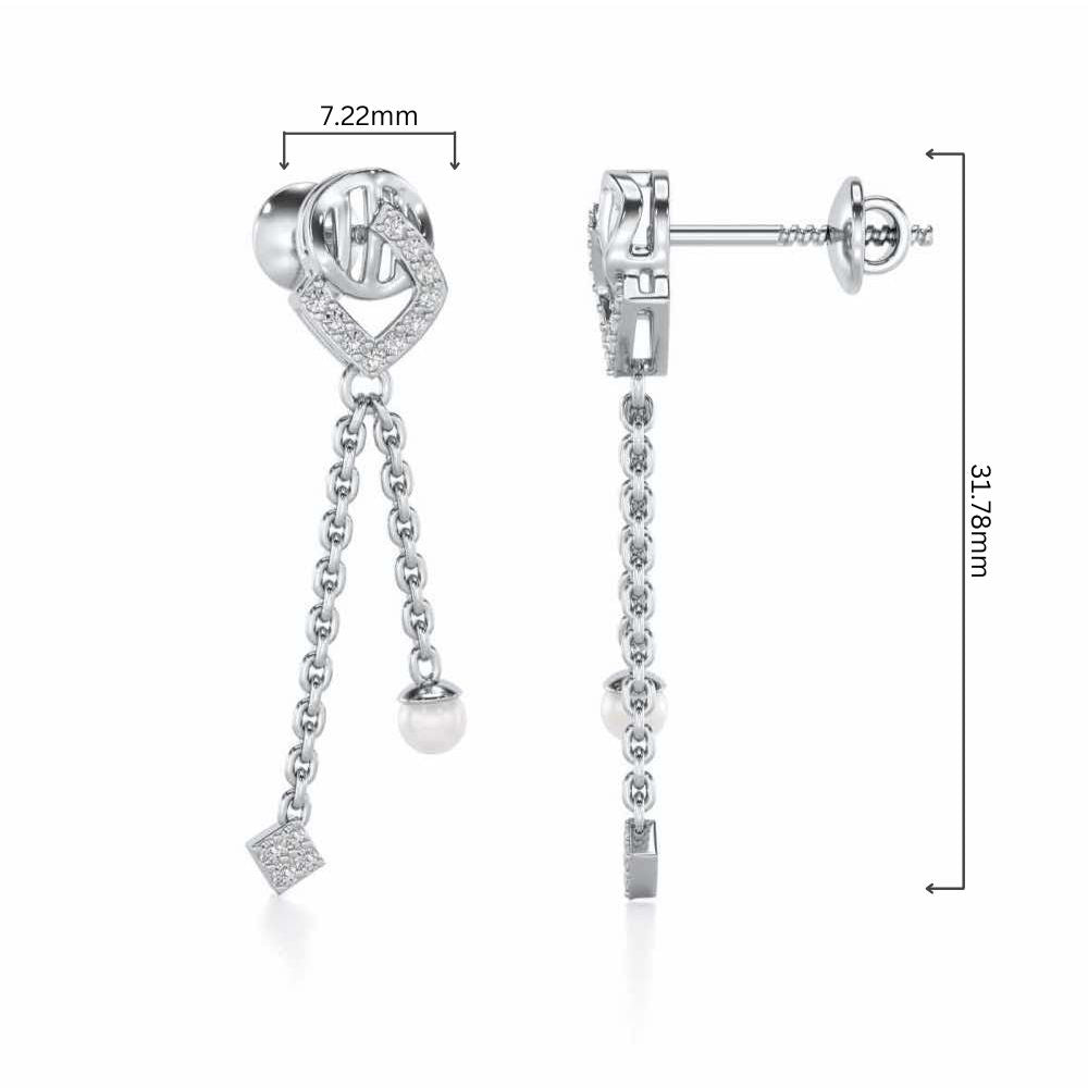 Lighten Silver Dangler Earrings - White Gold - Image 4