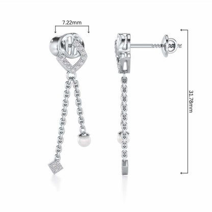 Lighten Silver Dangler Earrings - White Gold - Image 4