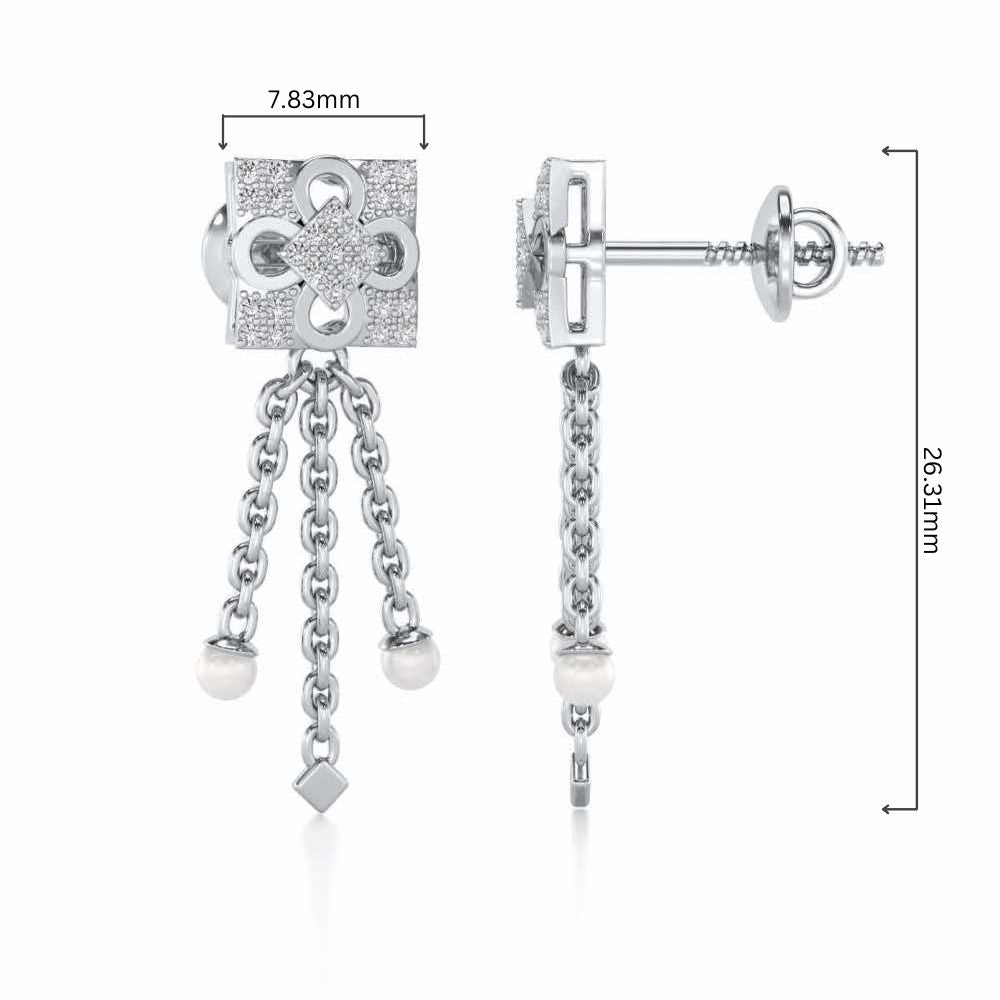 Bloomoon Silver Dangler Earrings - White Gold - Image 4