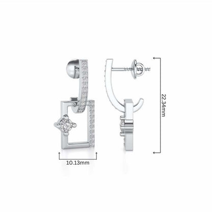 Divine Square Hanging Earrings - White Gold - Image 4