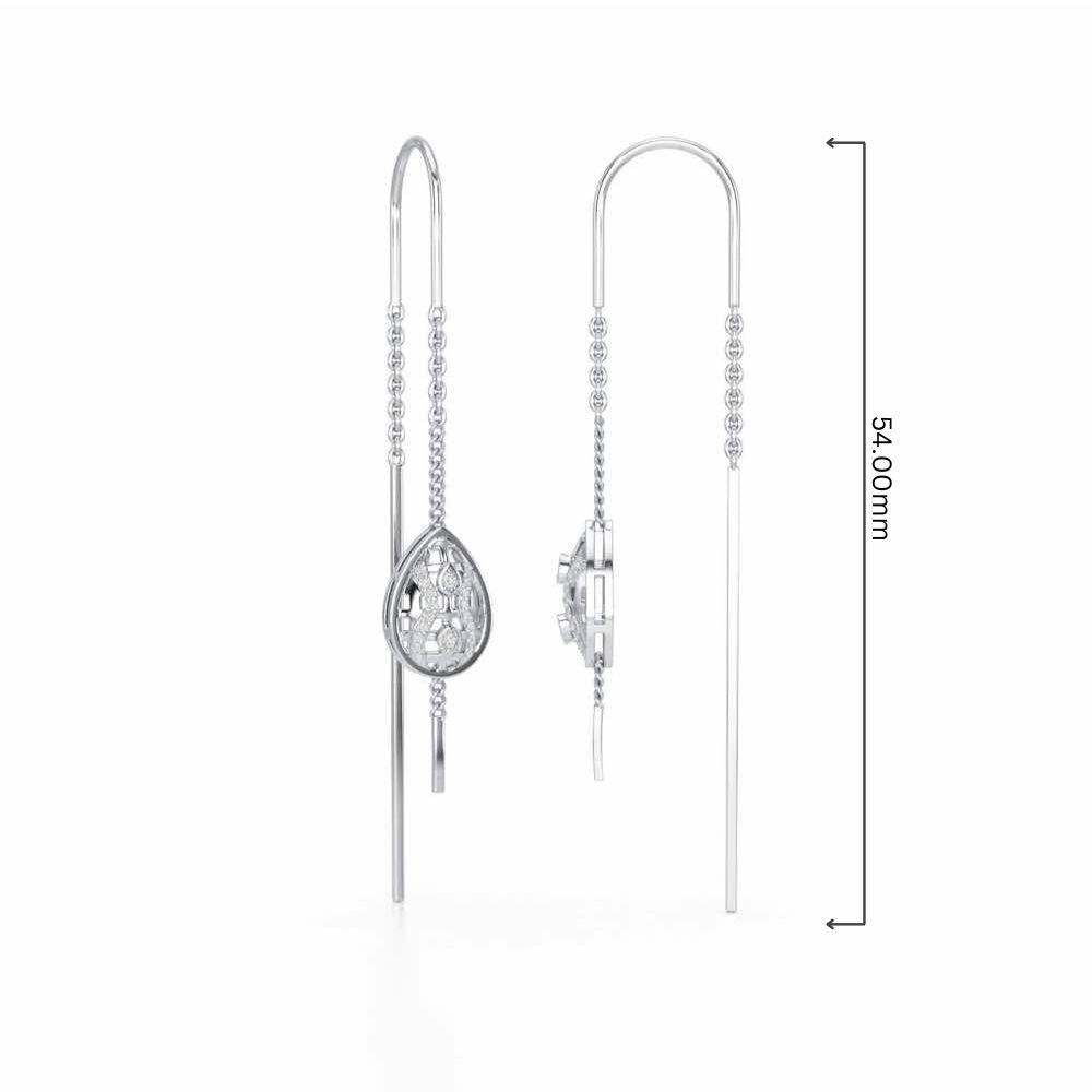 Mehram Silver Dangler Earrings - White Gold - Image 4