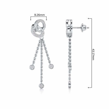 Eclipse Silver Dangler Earrings - White Gold - Image 4