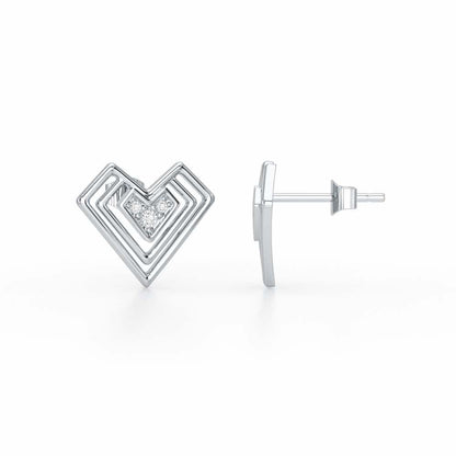 Perfect Pointers Silver Earring Studs - White Gold - Image 4