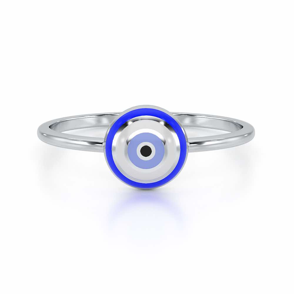 Isolde Evil Eye Silver Ring - White Gold - Image 5