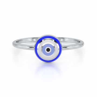 Isolde Evil Eye Silver Ring - White Gold - Image 5