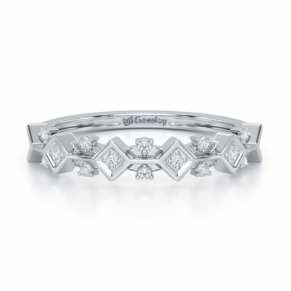 Embellished Charm Silver Ring - White Gold - Image 5