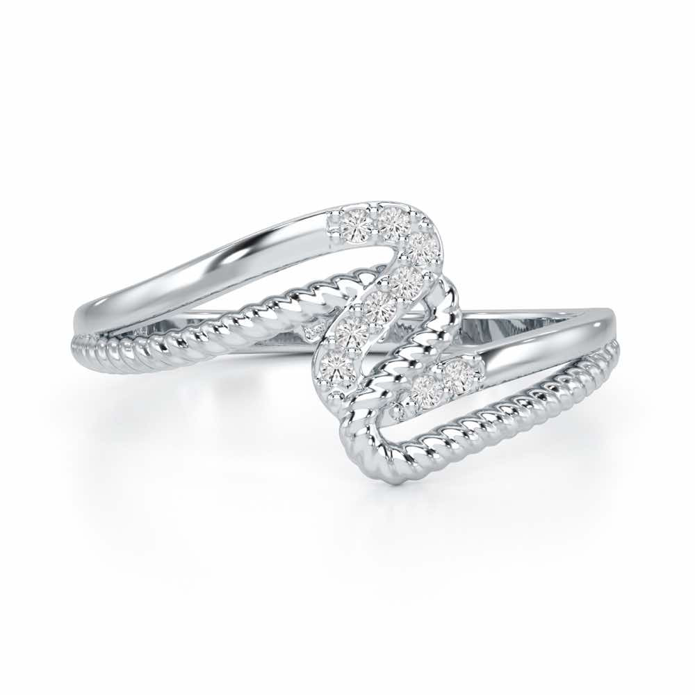 Down Wave Silver Ring - White Gold - Image 5