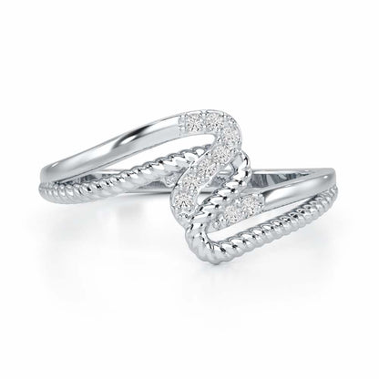 Down Wave Silver Ring - White Gold - Image 5