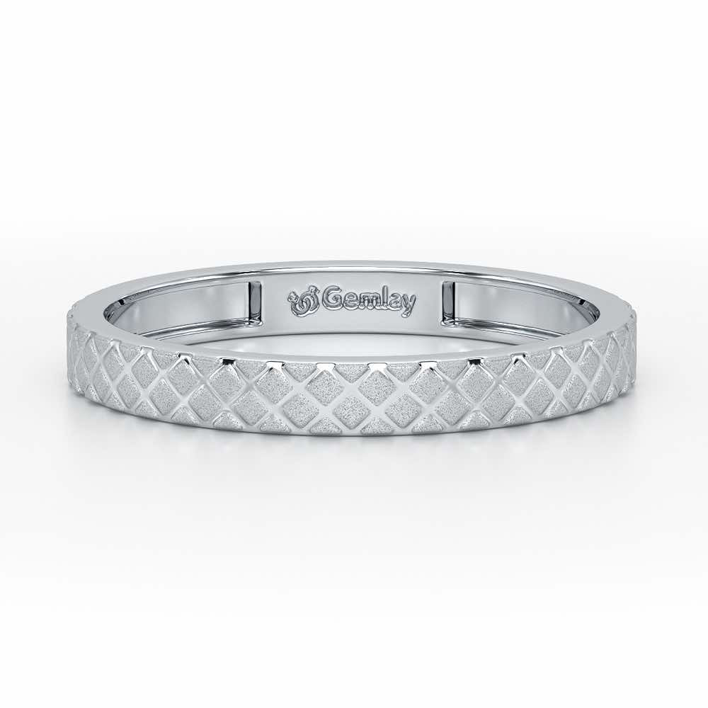 Etched Cross Silver Ring - White Gold - Image 5