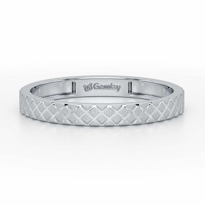 Etched Cross Silver Ring - White Gold - Image 5