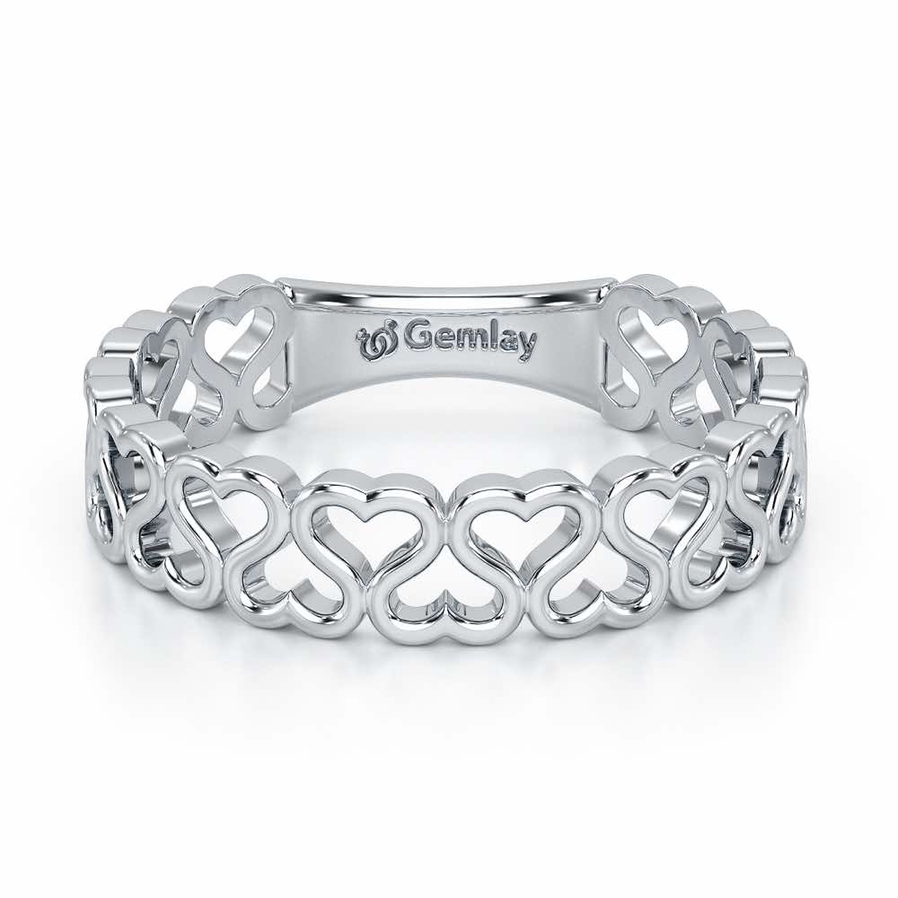 Heart Ziggle Silver Ring - White Gold - Image 5