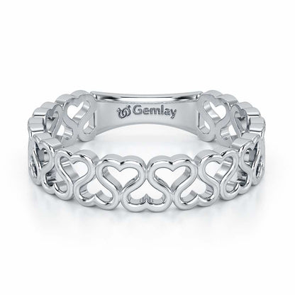 Heart Ziggle Silver Ring - White Gold - Image 5