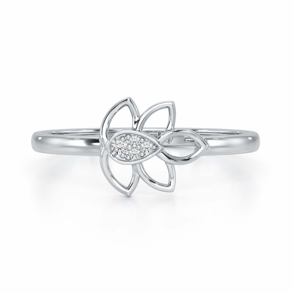 Side Vine Silver Ring - White Gold - Image 5