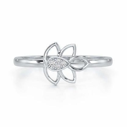 Side Vine Silver Ring - White Gold - Image 5