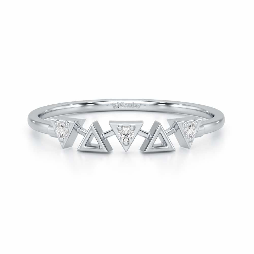 Triangle Meet Silver Ring - White Gold - Image 5