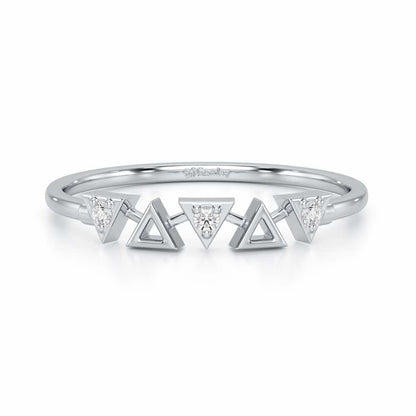 Triangle Meet Silver Ring - White Gold - Image 5