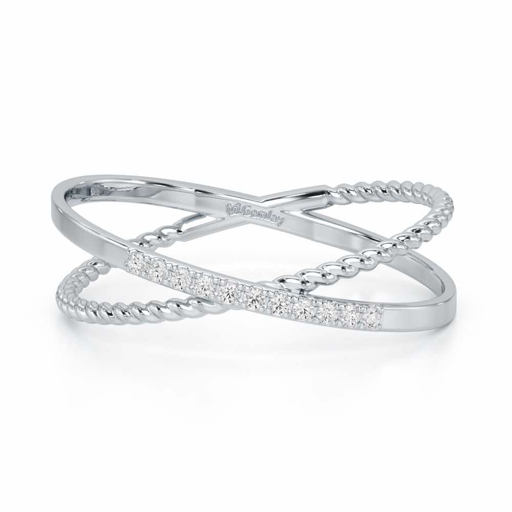 Cross Connection Silver Ring - White Gold - Image 5