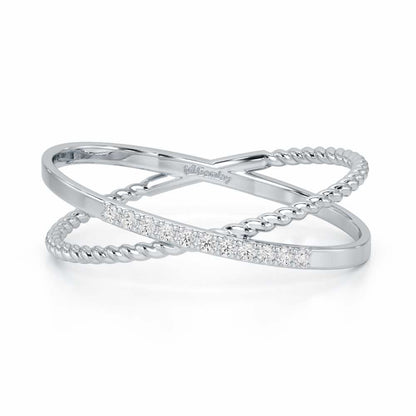 Cross Connection Silver Ring - White Gold - Image 5